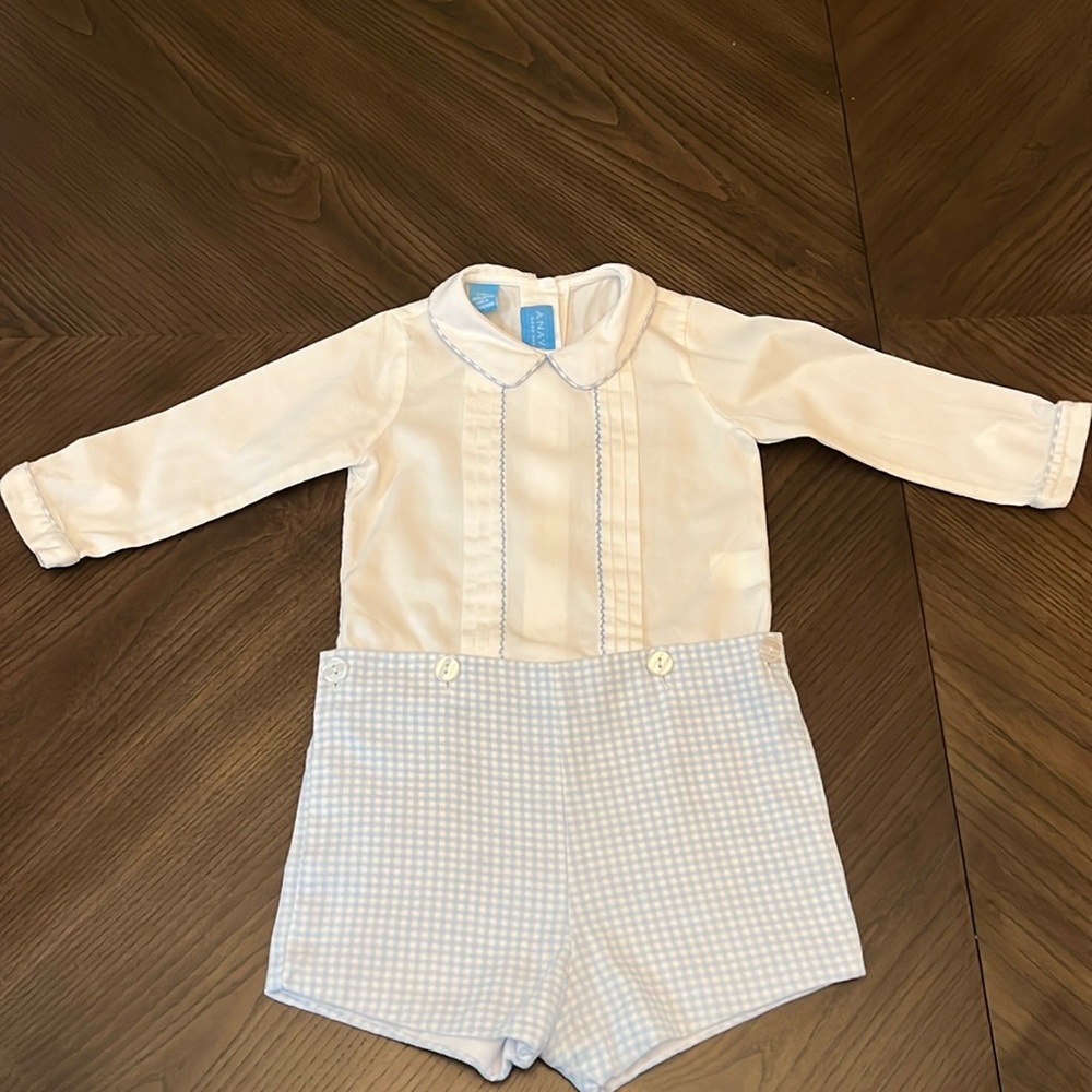 Anavini hand-smocked button-on set, size 24m